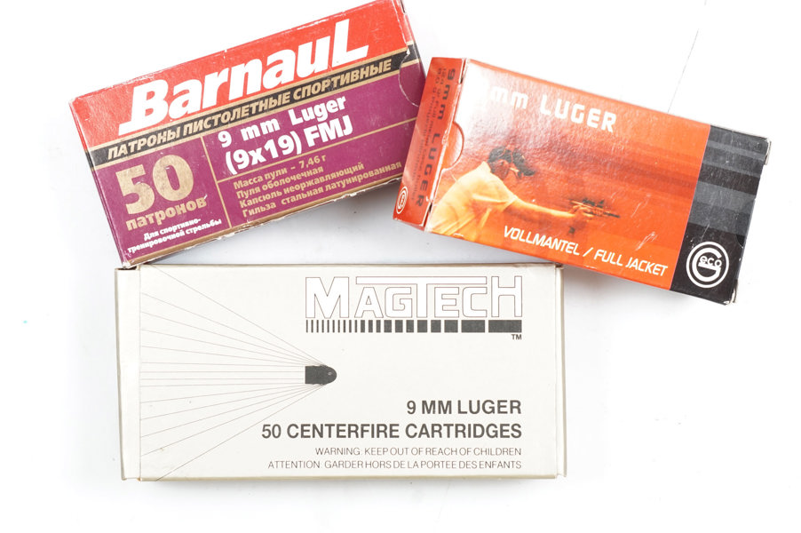 Pistolenpatronen 9 mm Luger, diverse Hersteller, §B