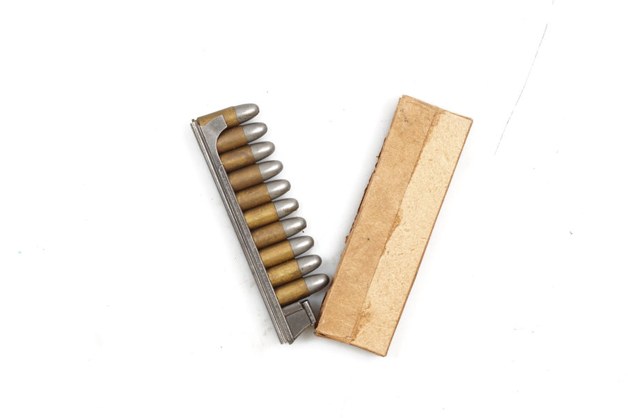 Sammlerpatronen 8 mm Steyr mit Ladestreifen von G. Roth, §B