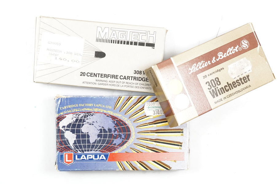Büchsenpatronen .308 Winchester, diverse Erzeuger, § frei ab 18