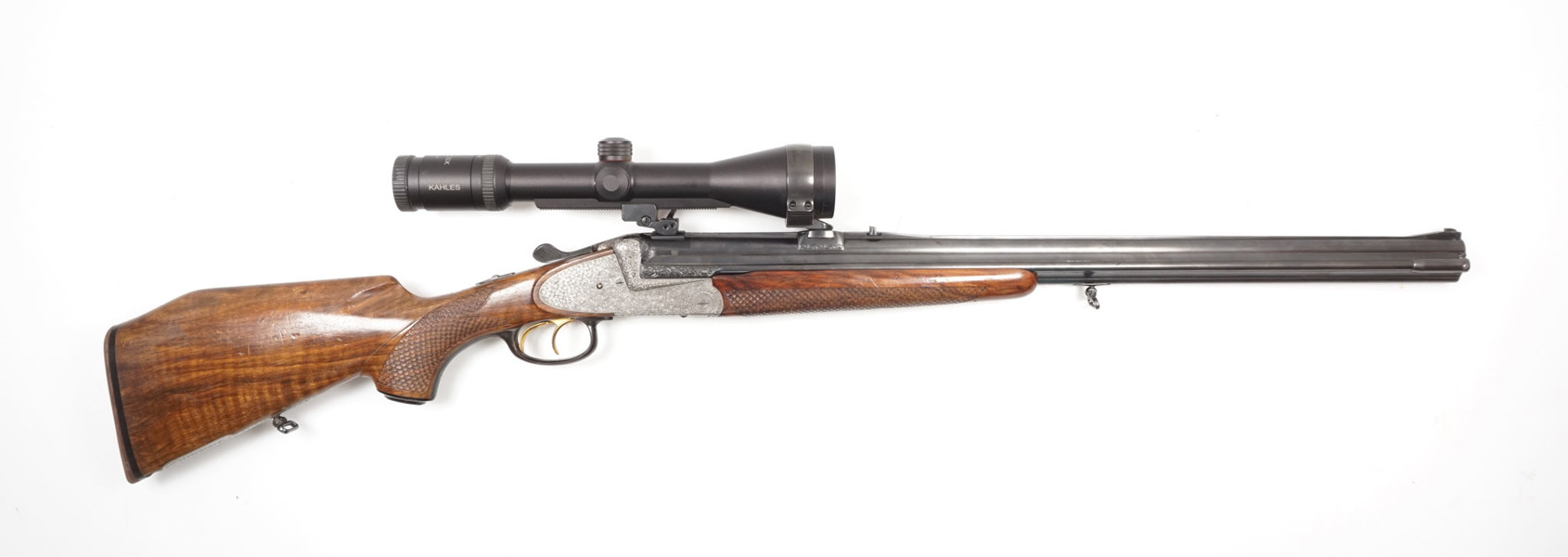 Seitenschloss-Triumphdrilling Winkler Ferlach, 6,5x57R, .22 Hornet, 12/70, #421939 , §C