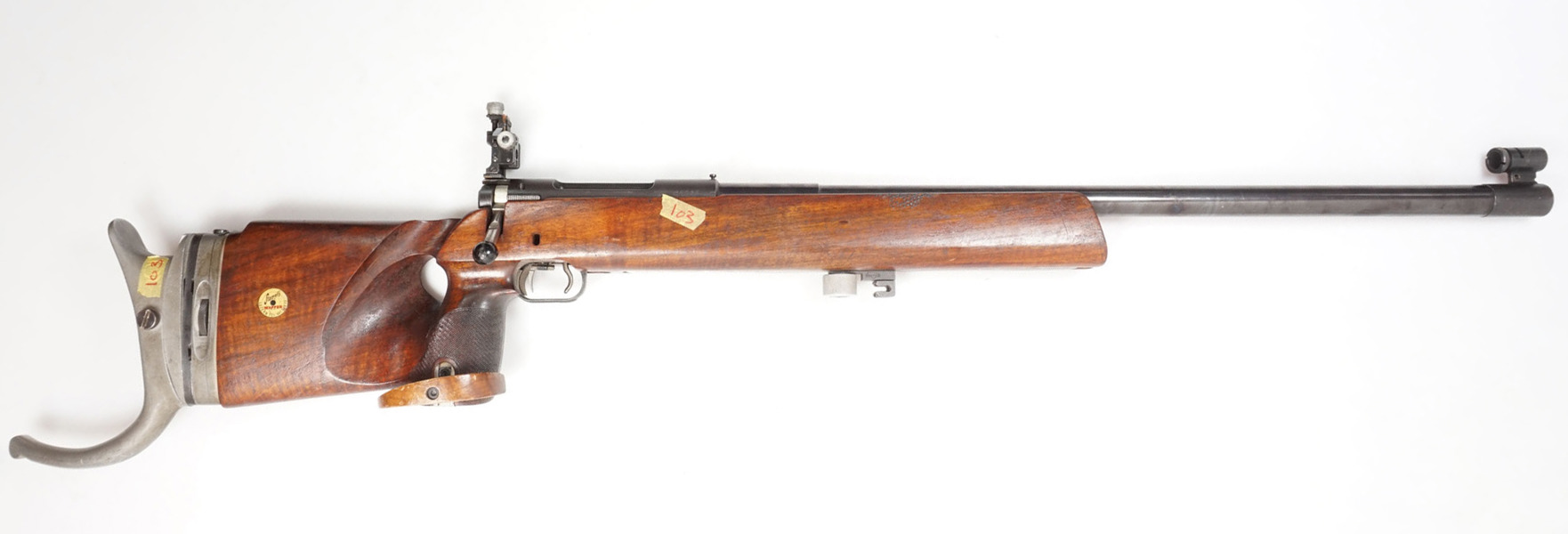 Einzellader-Matchbüchse Grünig und Elmiger, 7,5x55 Suisse, #66052, §C (ACHTUNG +35€ Beschusskosten)