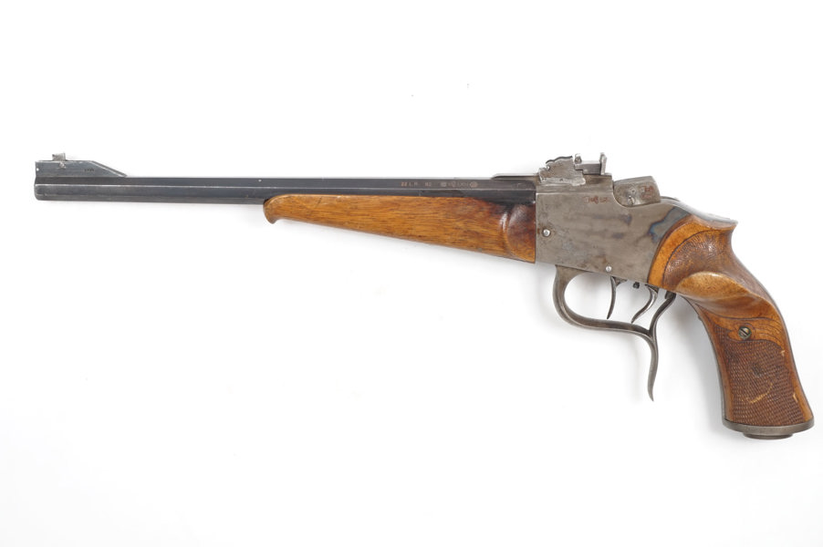 Fallblock-Scheibenpistole, unbekannter Deutscher Erzeuger, System Bacer, .22lr, #ohne, §B (ACHTUNG +35€ Beschusskosten)